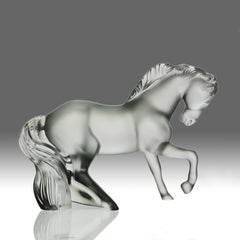 Limited Edition Crystal Frosted Glass "Horse Sculpture" by Lalique Glass