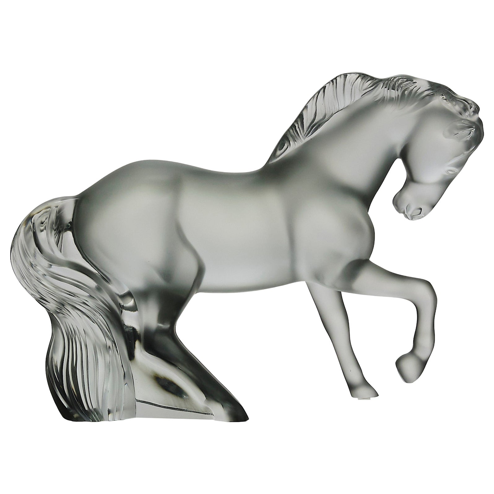 Limited Edition Crystal Frosted Glass "Horse Sculpture" by Lalique Glass