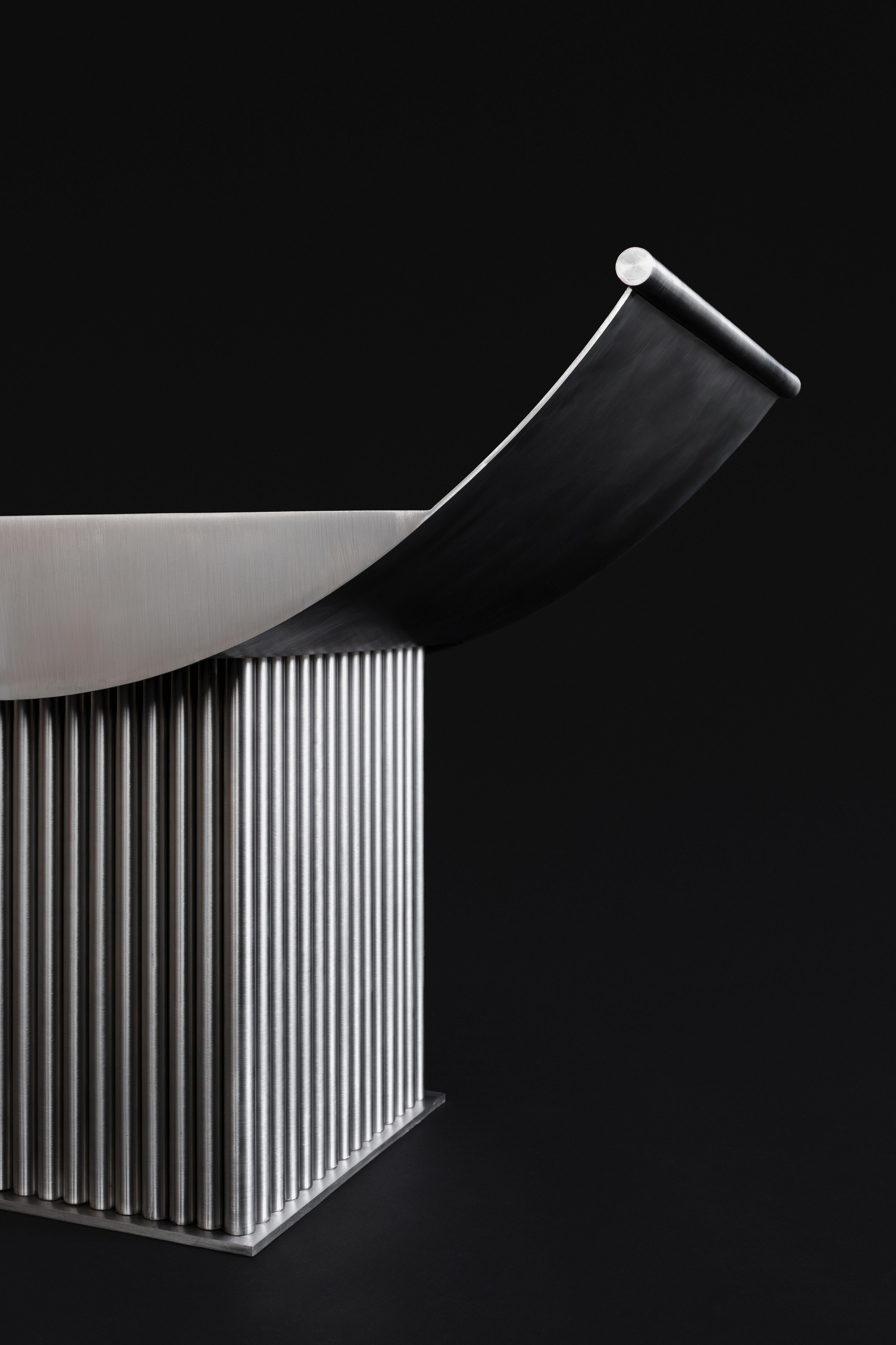 Post-Modern Limited Edition Curule Seat Stool in Stainless Steel by sashaxsasha For Sale