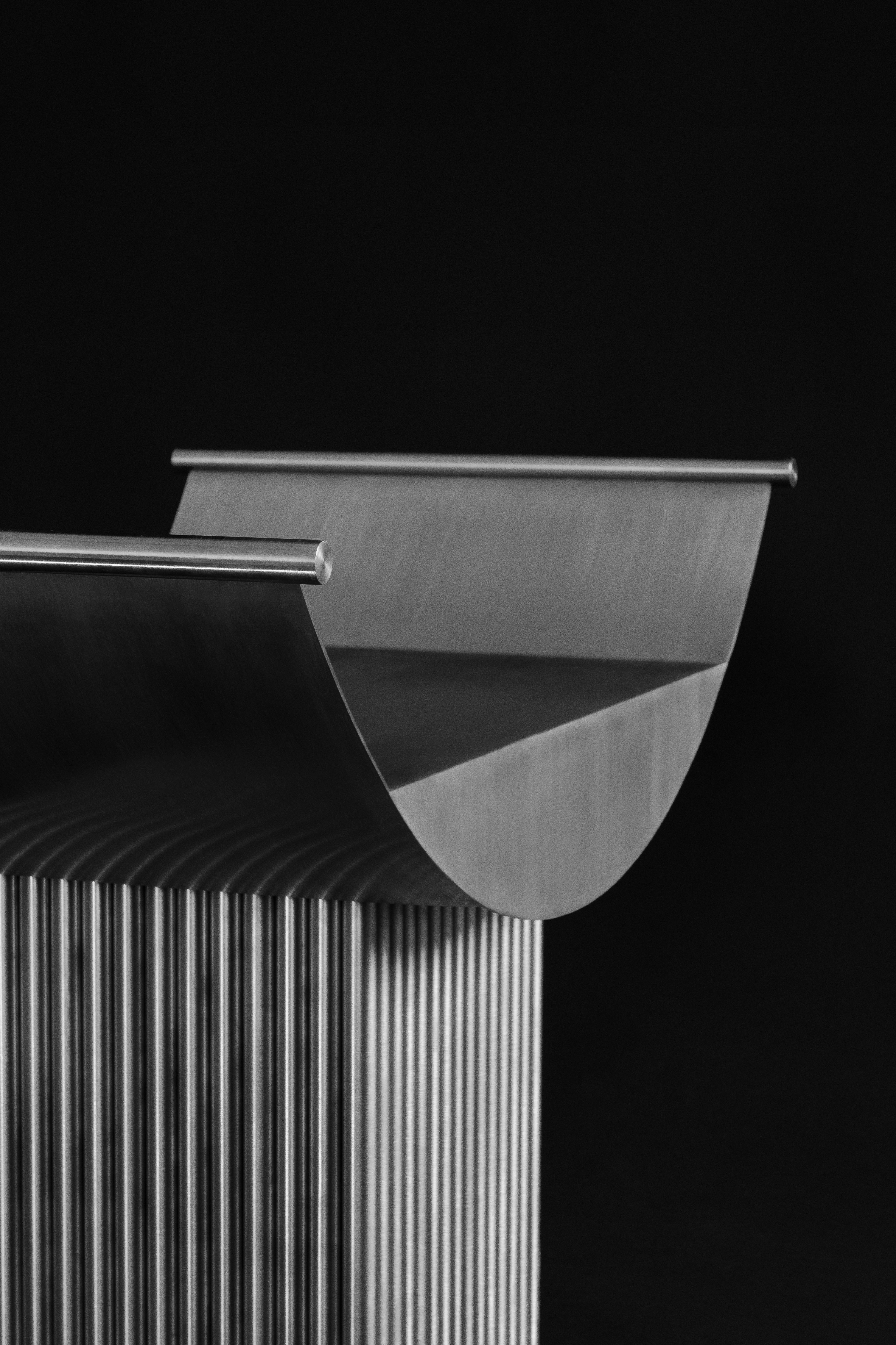 French Limited Edition Curule Seat Stool in Stainless Steel by sashaxsasha For Sale
