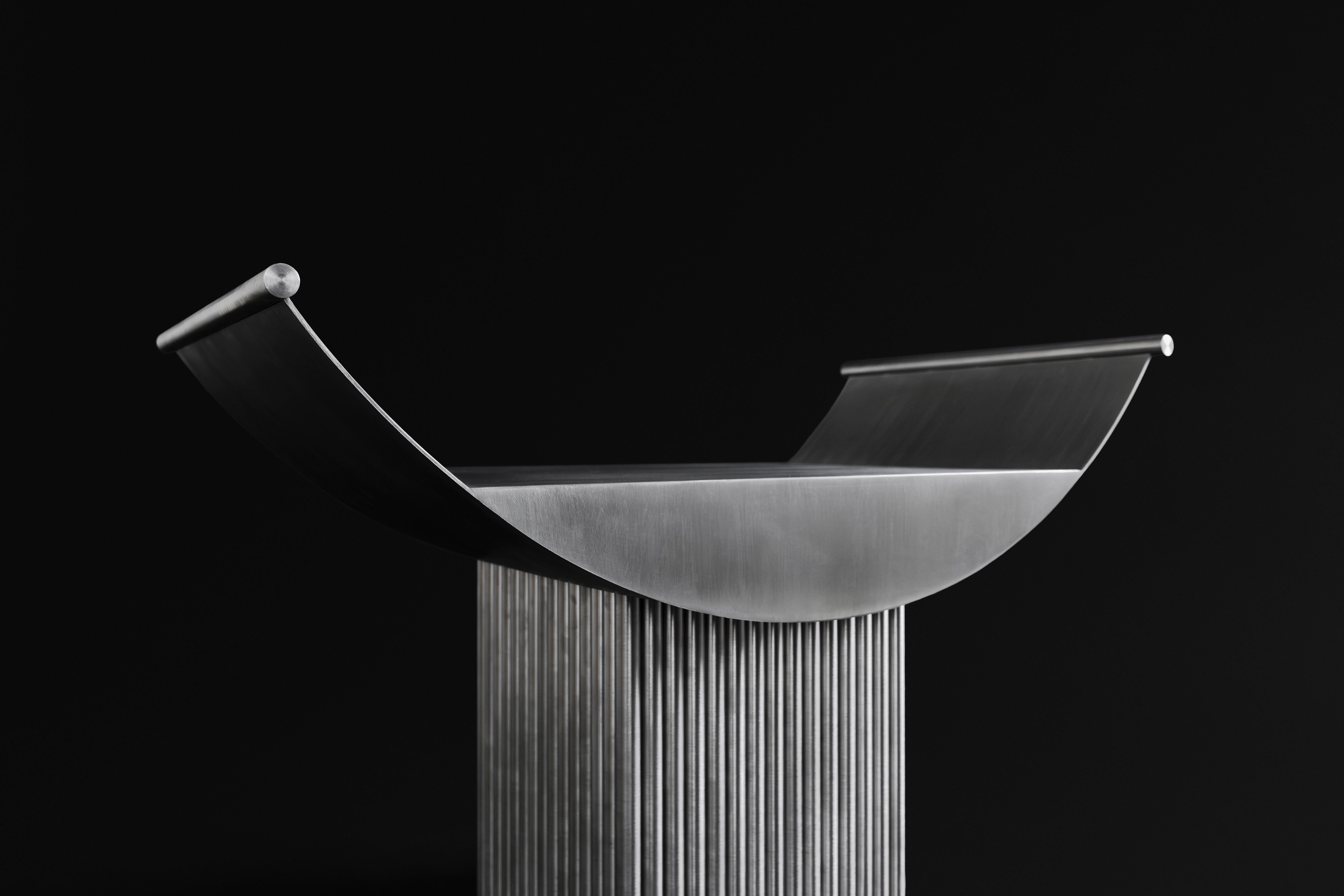 Other Limited Edition Curule Seat Stool in Stainless Steel by sashaxsasha For Sale