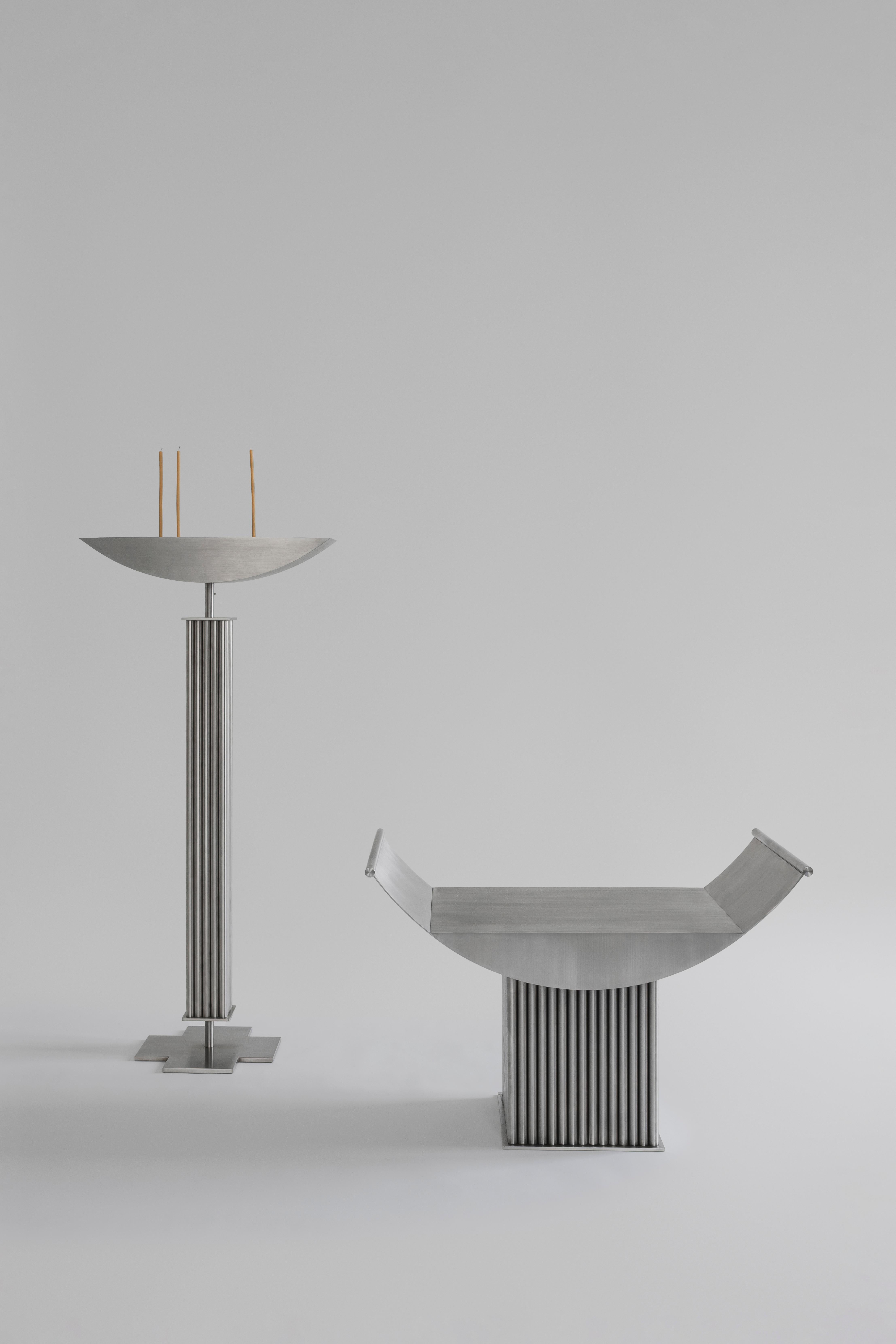Limited Edition Curule Seat Stool in Stainless Steel by sashaxsasha In New Condition For Sale In Geneve, CH