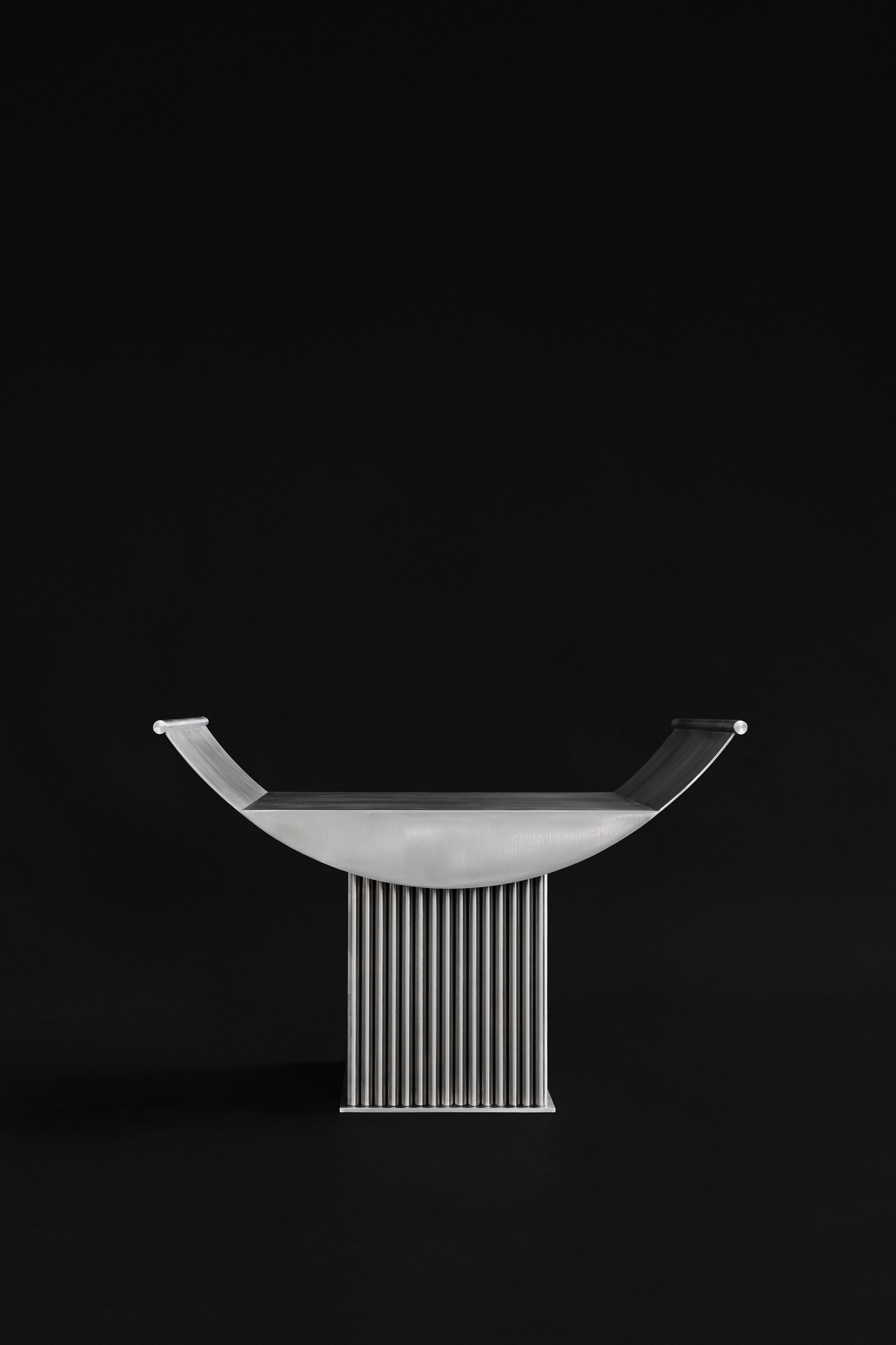Contemporary Limited Edition Curule Seat Stool in Stainless Steel by sashaxsasha For Sale