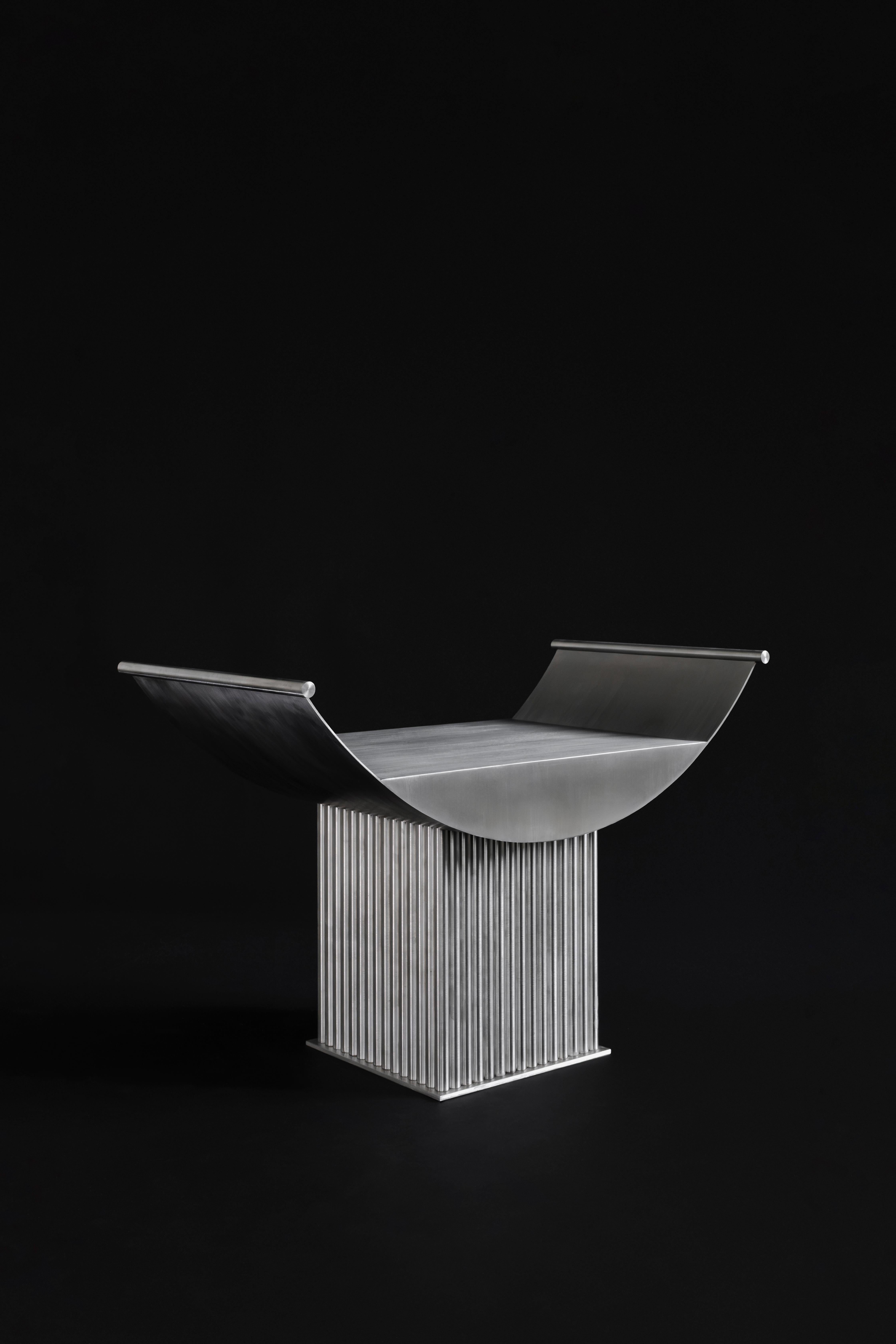 Limited Edition Curule Seat Stool in Stainless Steel by sashaxsasha For Sale 1