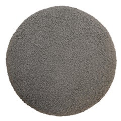 Limited Edition Custom Modern Pouf in Grey Faux Shearling