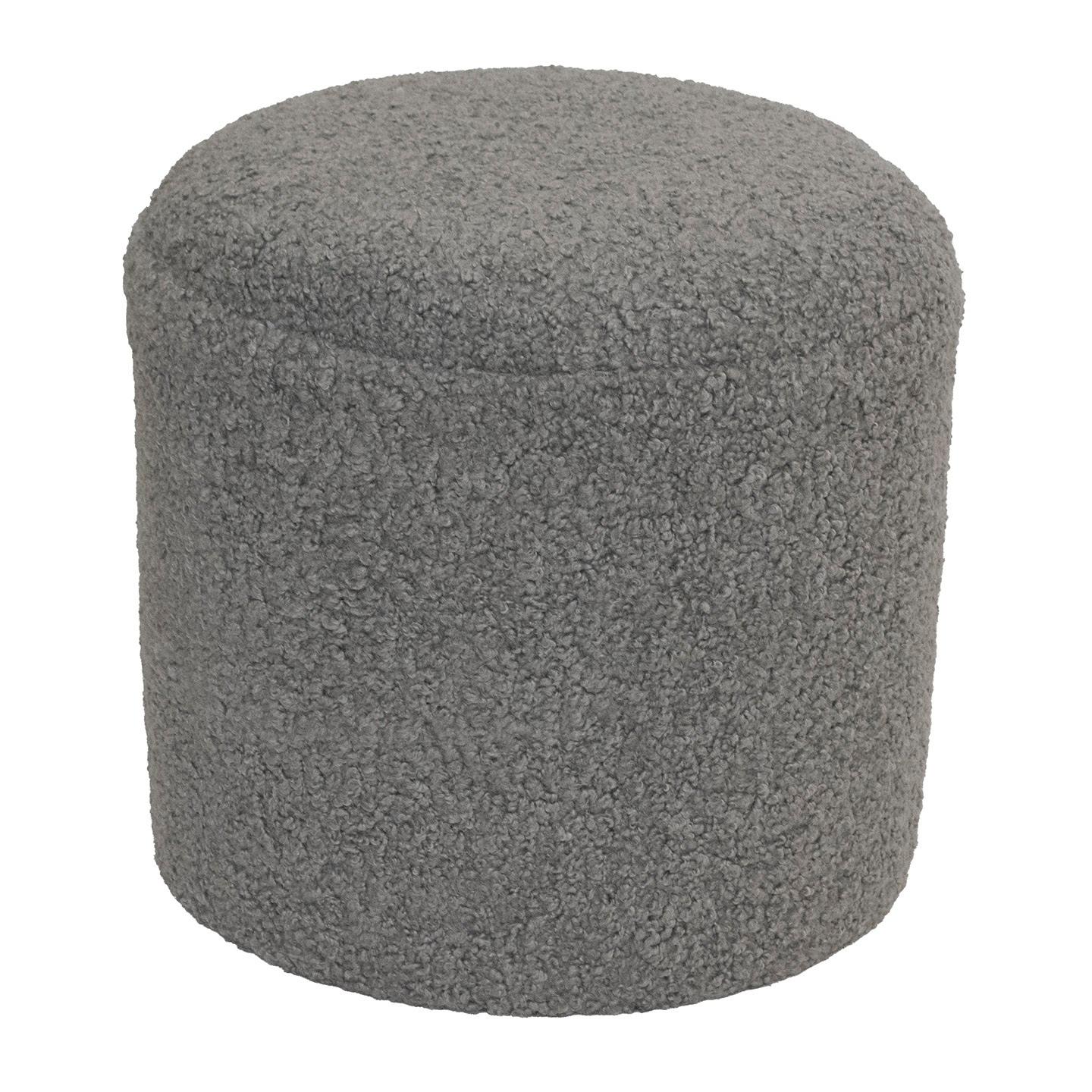 American Limited Edition Custom Modern Pouf in Grey Faux Shearling For Sale