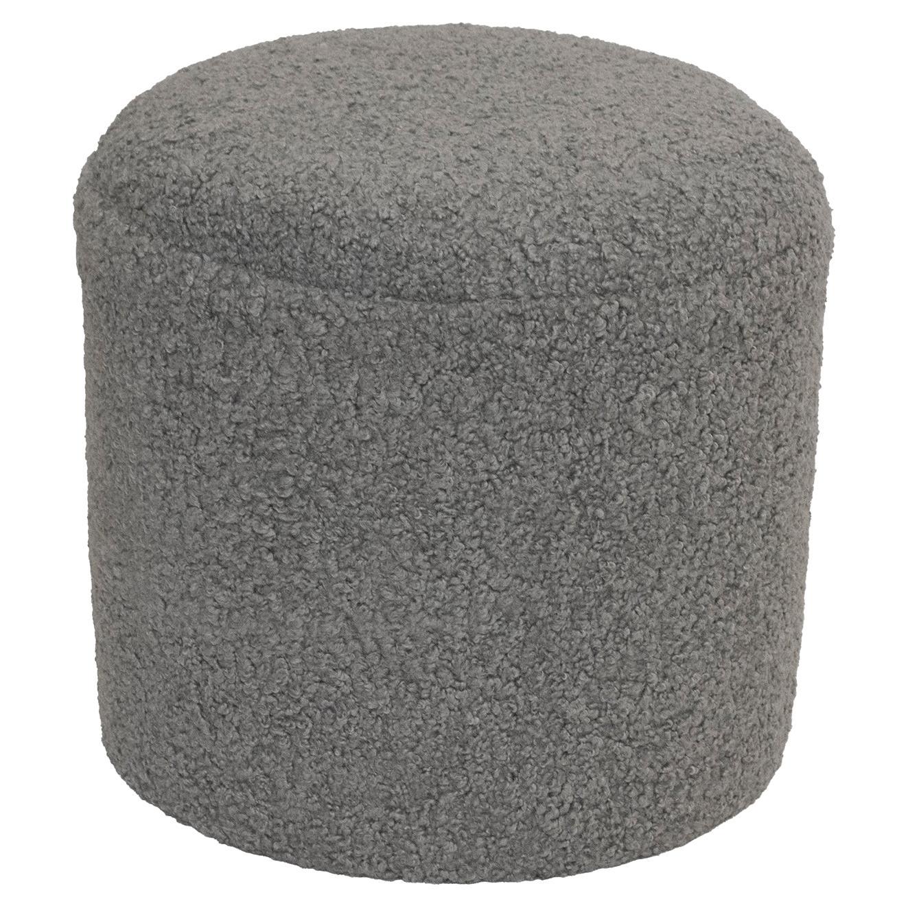 Limited Edition Custom Modern Pouf in Grey Faux Shearling For Sale