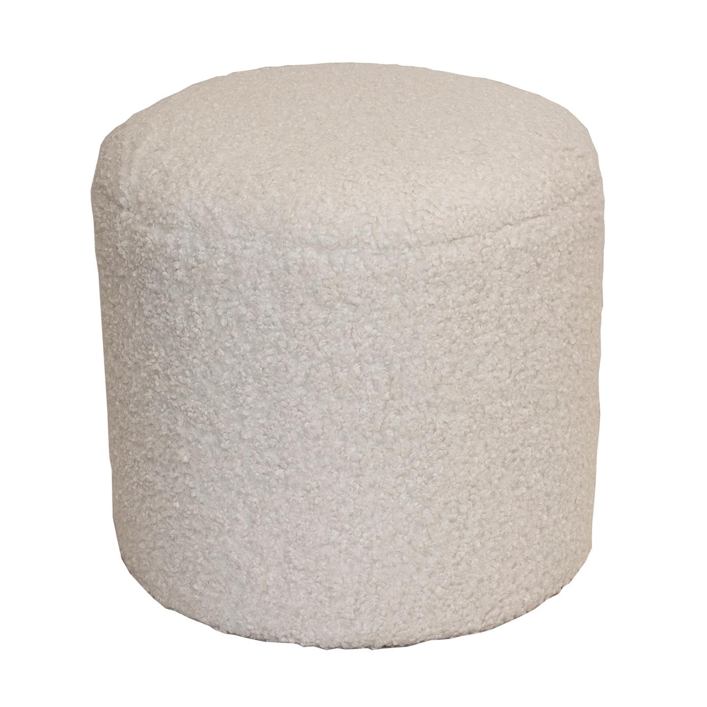 American Limited Edition Custom Modern Pouf in White Faux Shearling For Sale