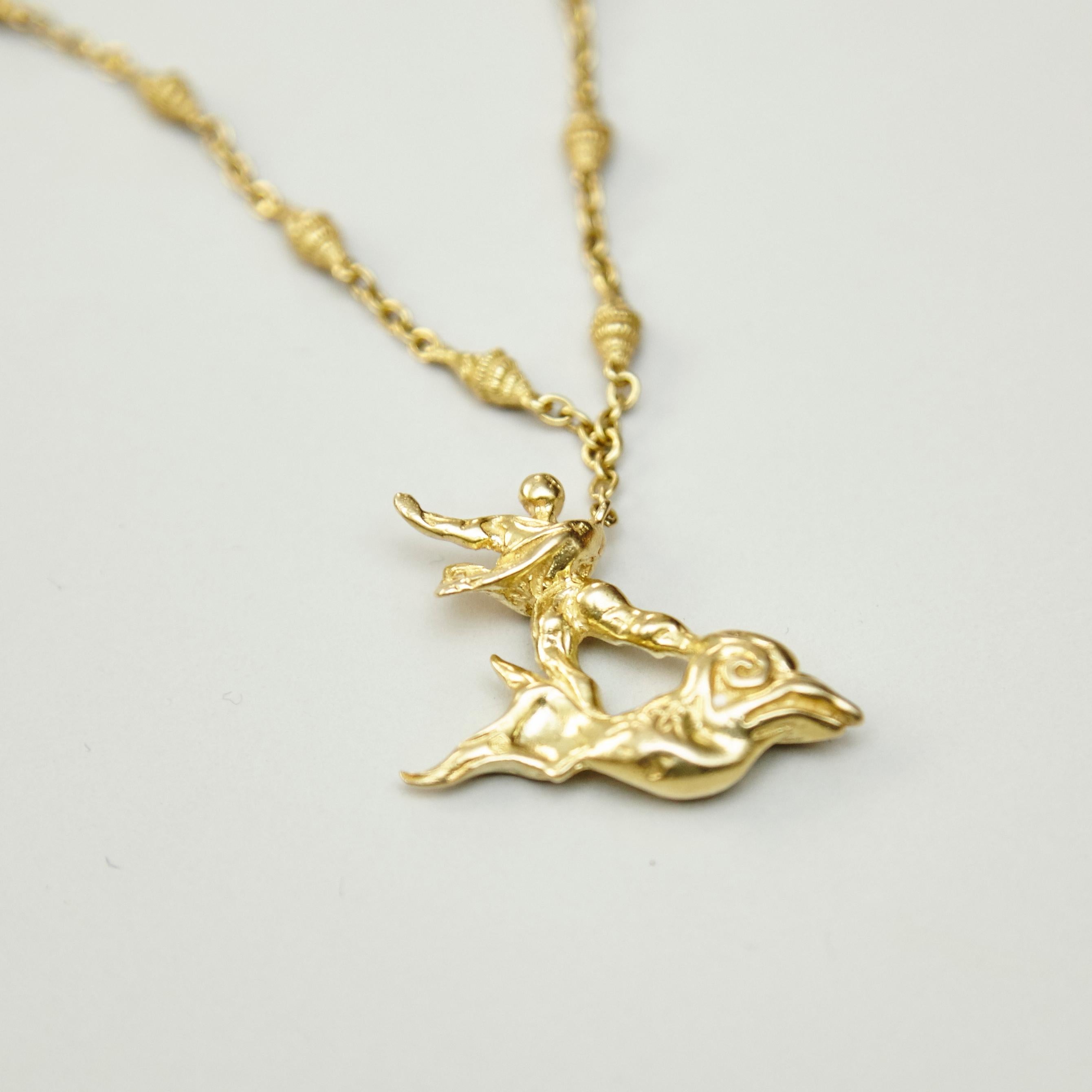 Limited Edition Dalí Gold Necklace and Bracelet 'The Man and the Dolphin' 5