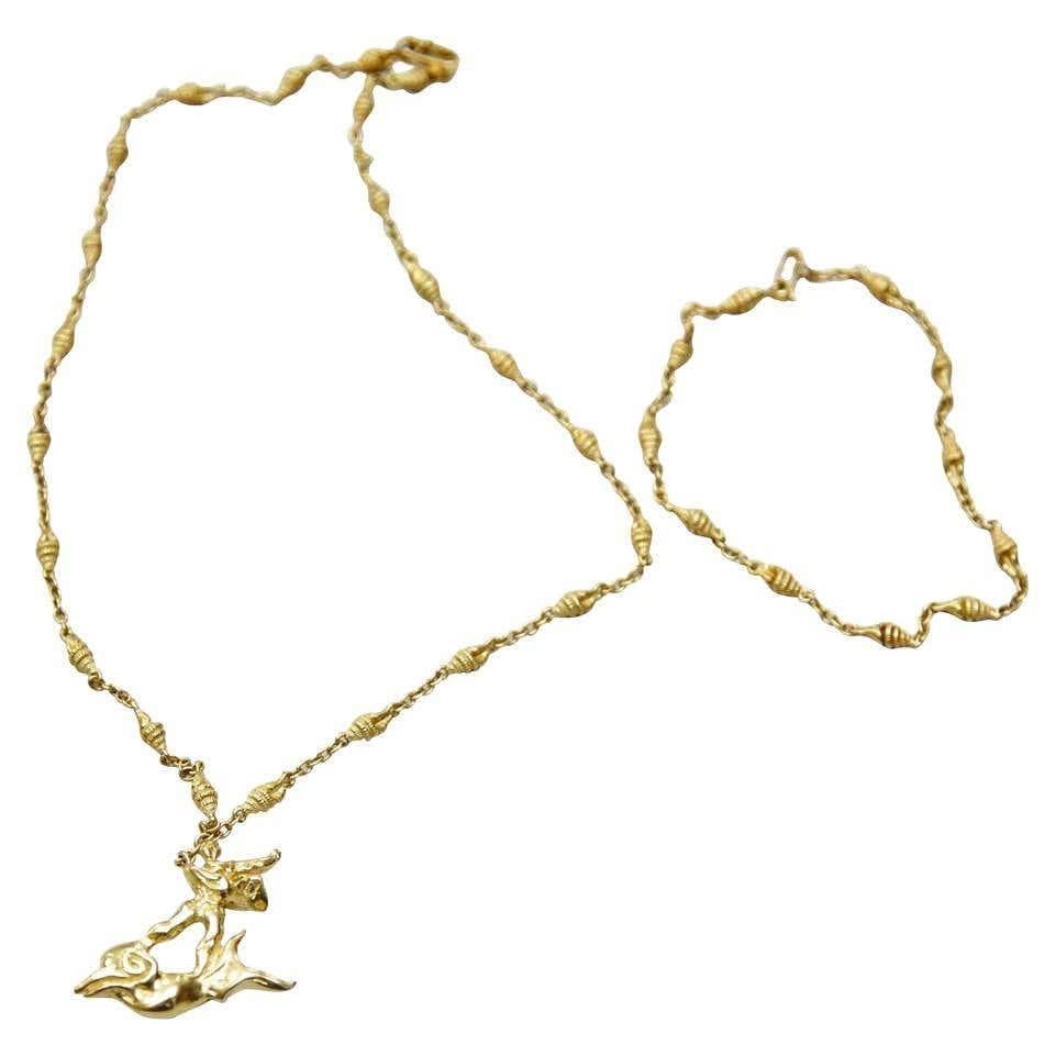 Limited Edition Dalí Gold Necklace and Bracelet 'The Man and the Dolphin' 8
