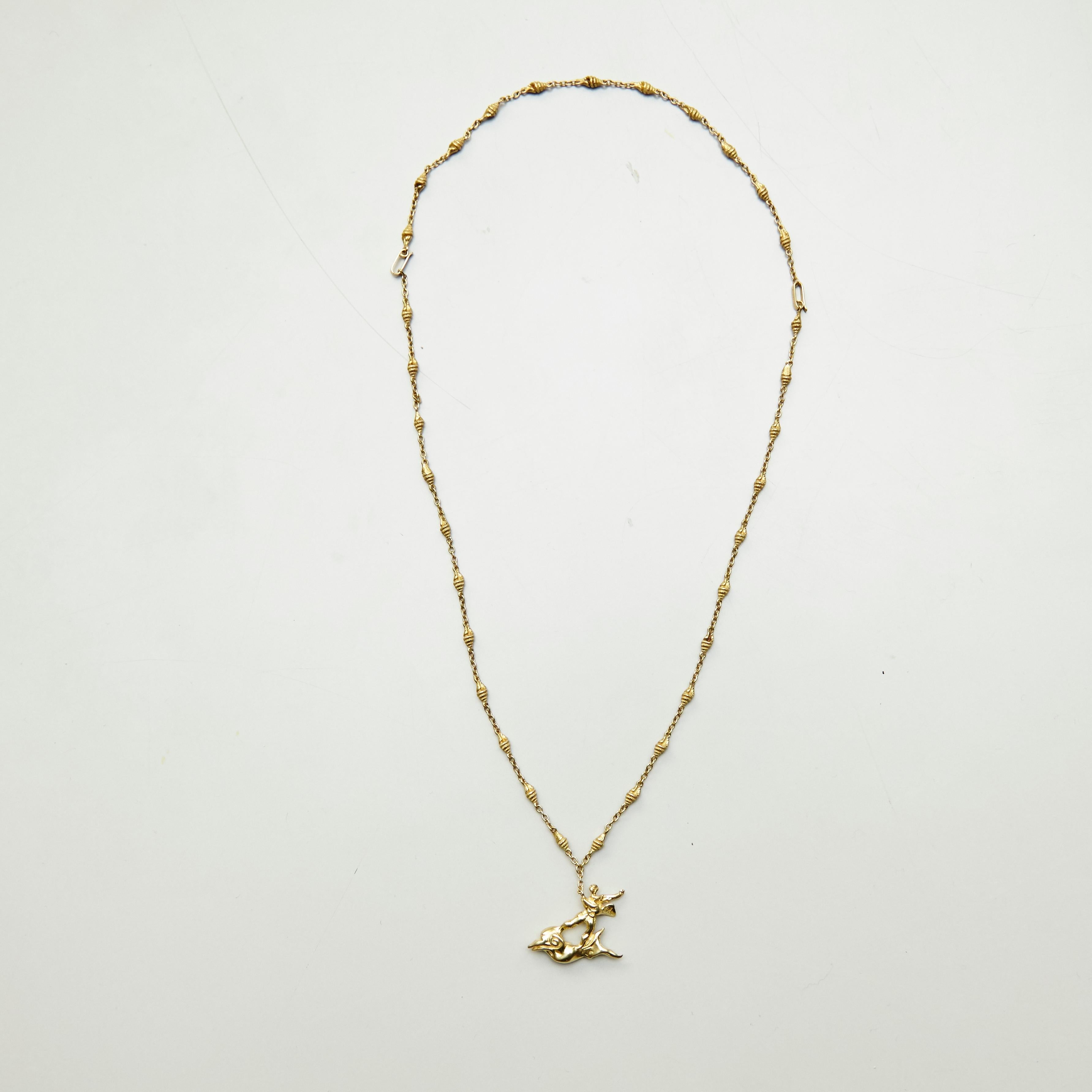 Limited Edition Dalí Gold Necklace and Bracelet 'The Man and the Dolphin' 9