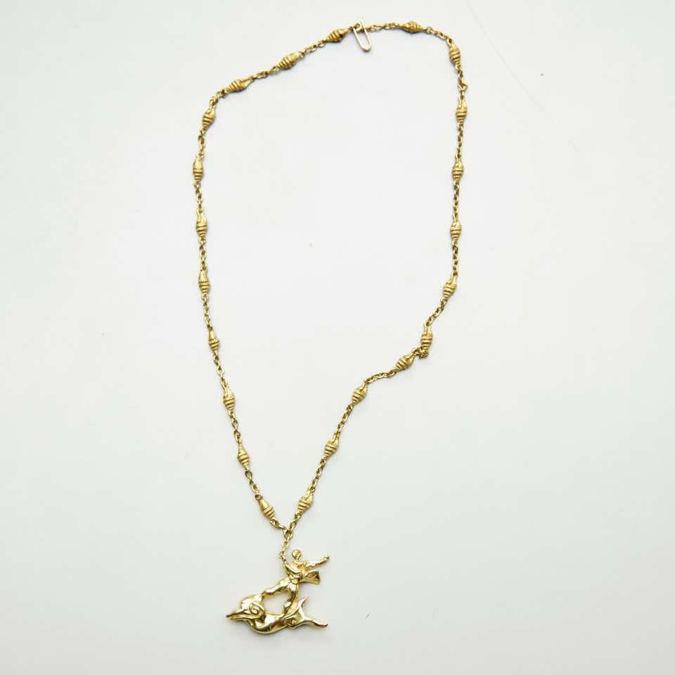 Spanish Limited Edition Dalí Gold Necklace and Bracelet 'The Man and the Dolphin'