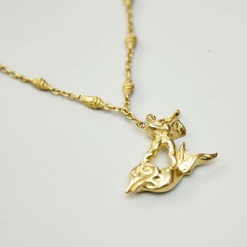 Late 20th Century Limited Edition Dalí Gold Necklace and Bracelet 'The Man and the Dolphin'