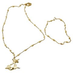 Limited Edition Dalí Gold Necklace and Bracelet 'The Man and the Dolphin'