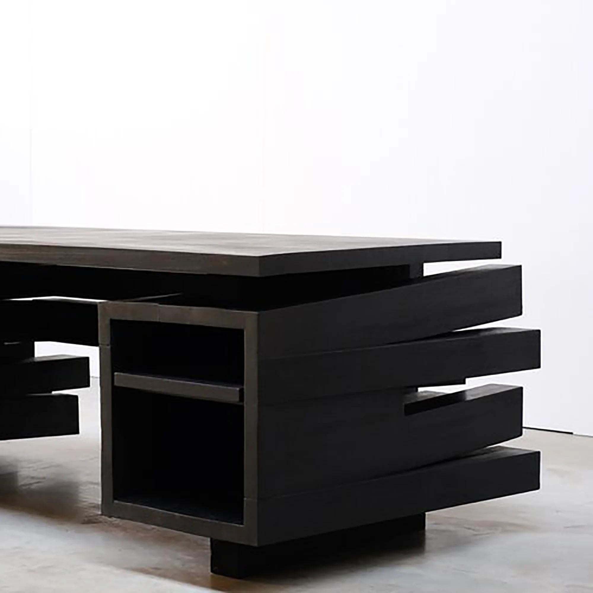 Desk in Iroko Wood by Arno Declercq For Sale 1