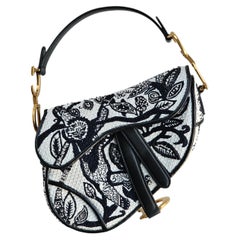 Limited edition Dior Mini Saddle Bag embroidered Black & white beaded bag $7800