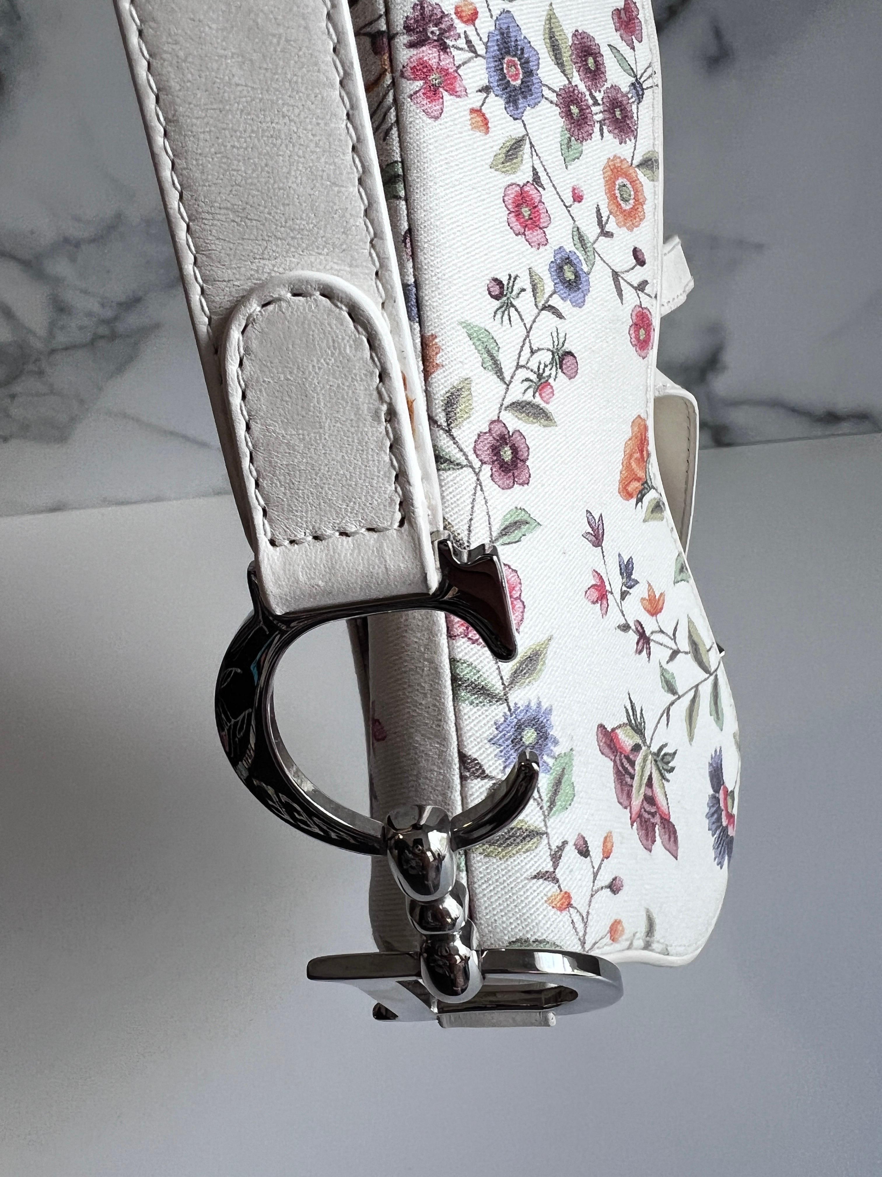 Limited edition Dior whtie floral print cava saddle bag 6
