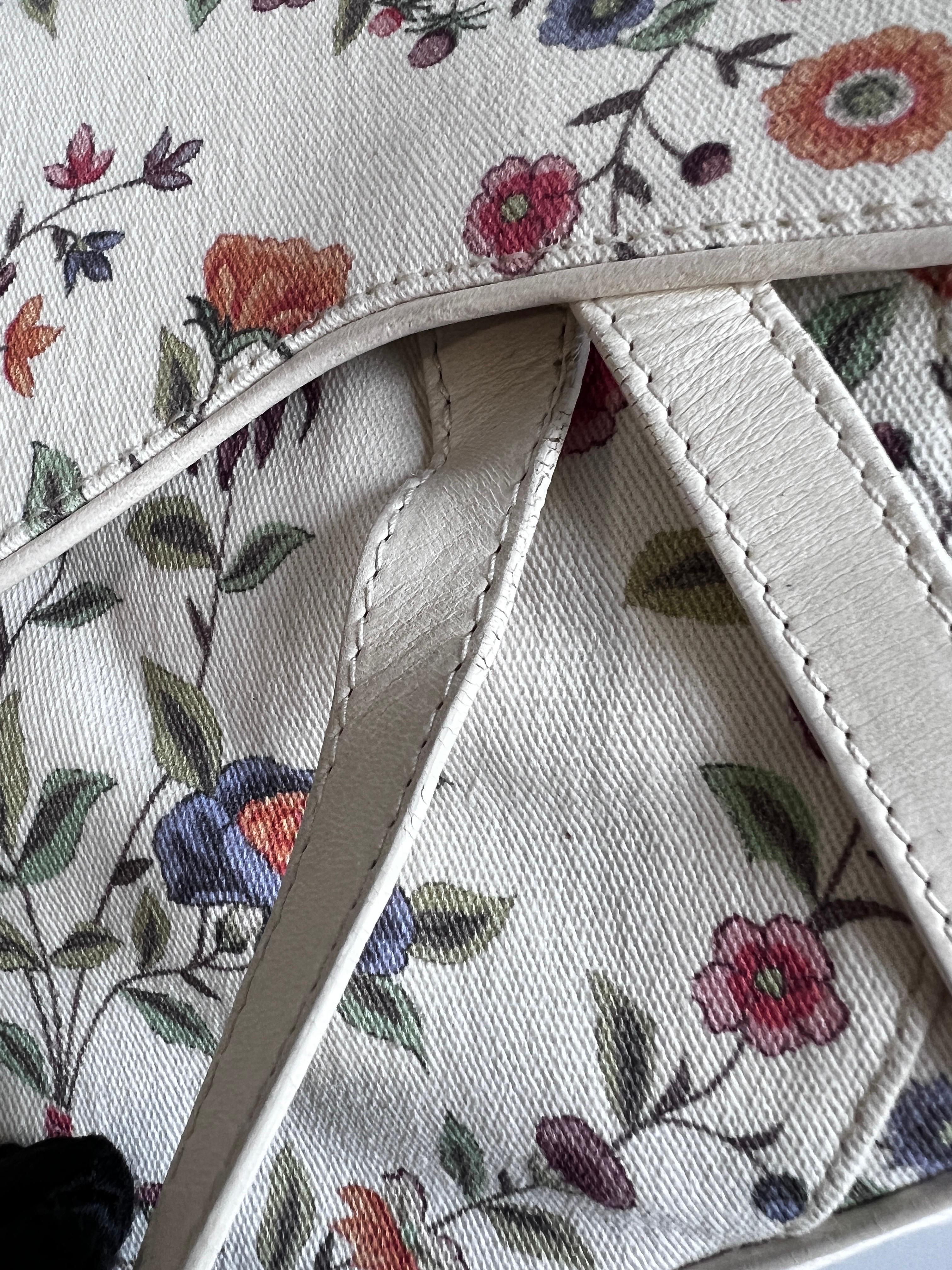 Limited edition Dior whtie floral print cava saddle bag 1