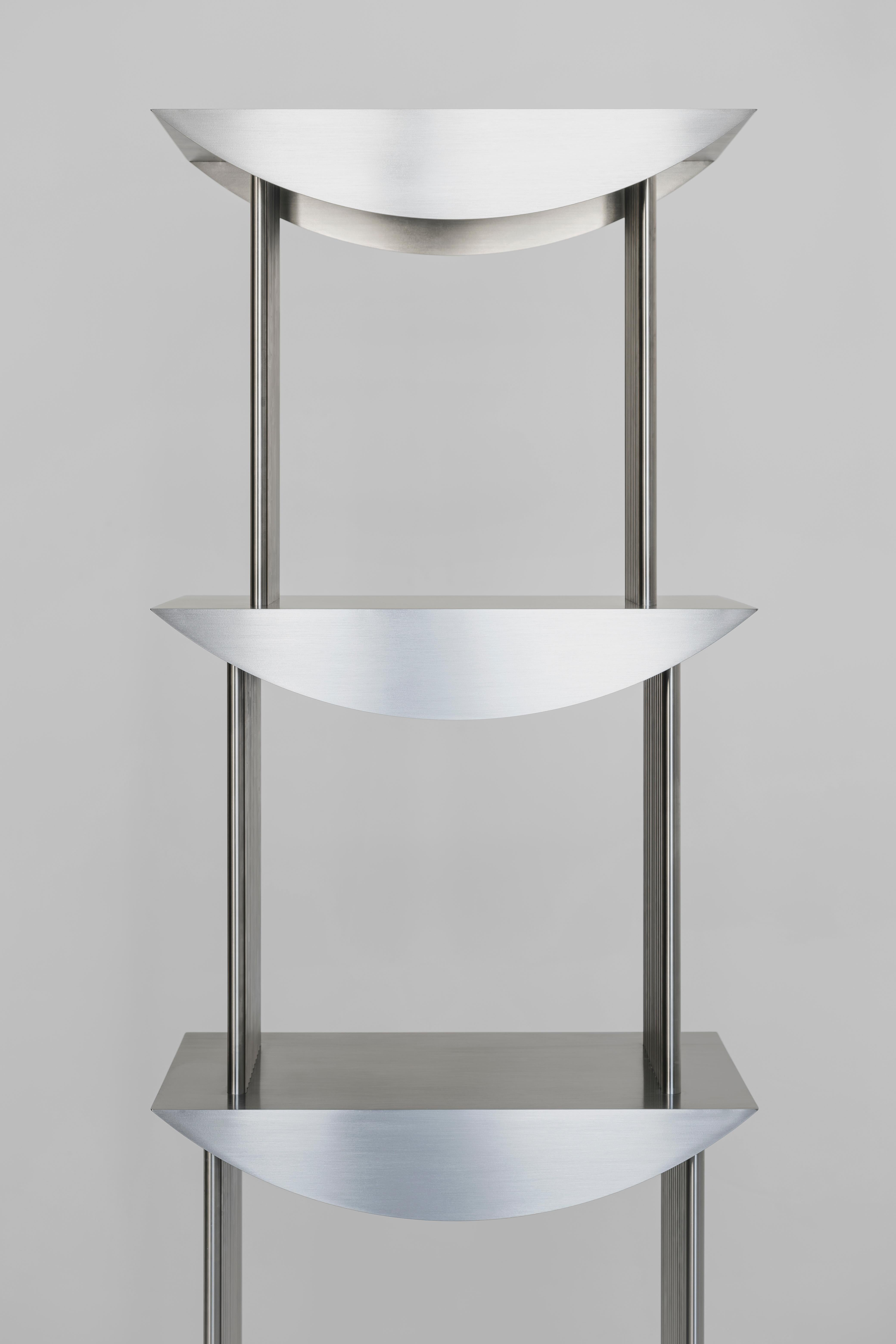 Post-Modern Limited Edition Etagere Standing Shelf in Stainless Steel by sashaxsasha For Sale