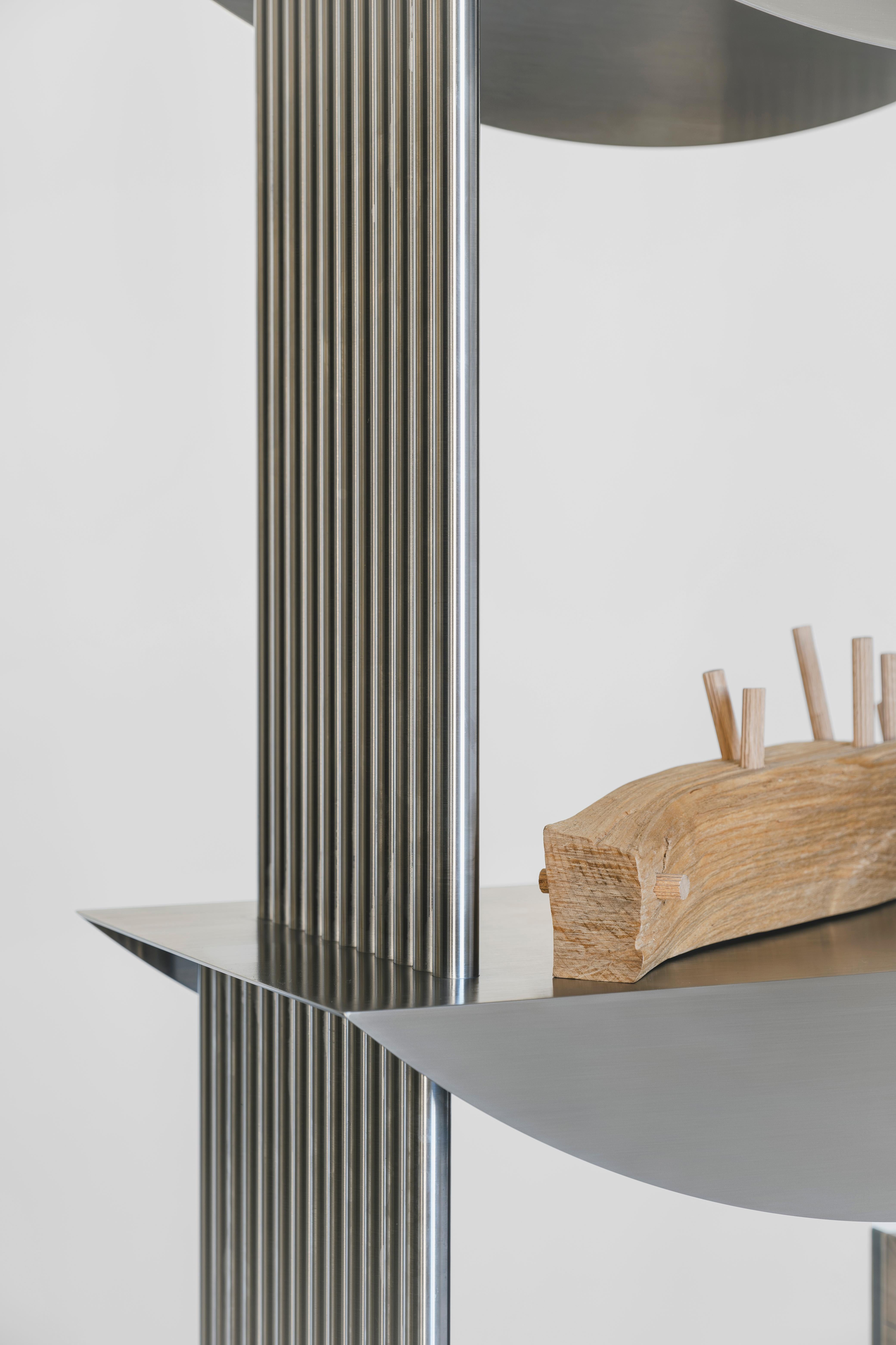 French Limited Edition Etagere Standing Shelf in Stainless Steel by sashaxsasha For Sale