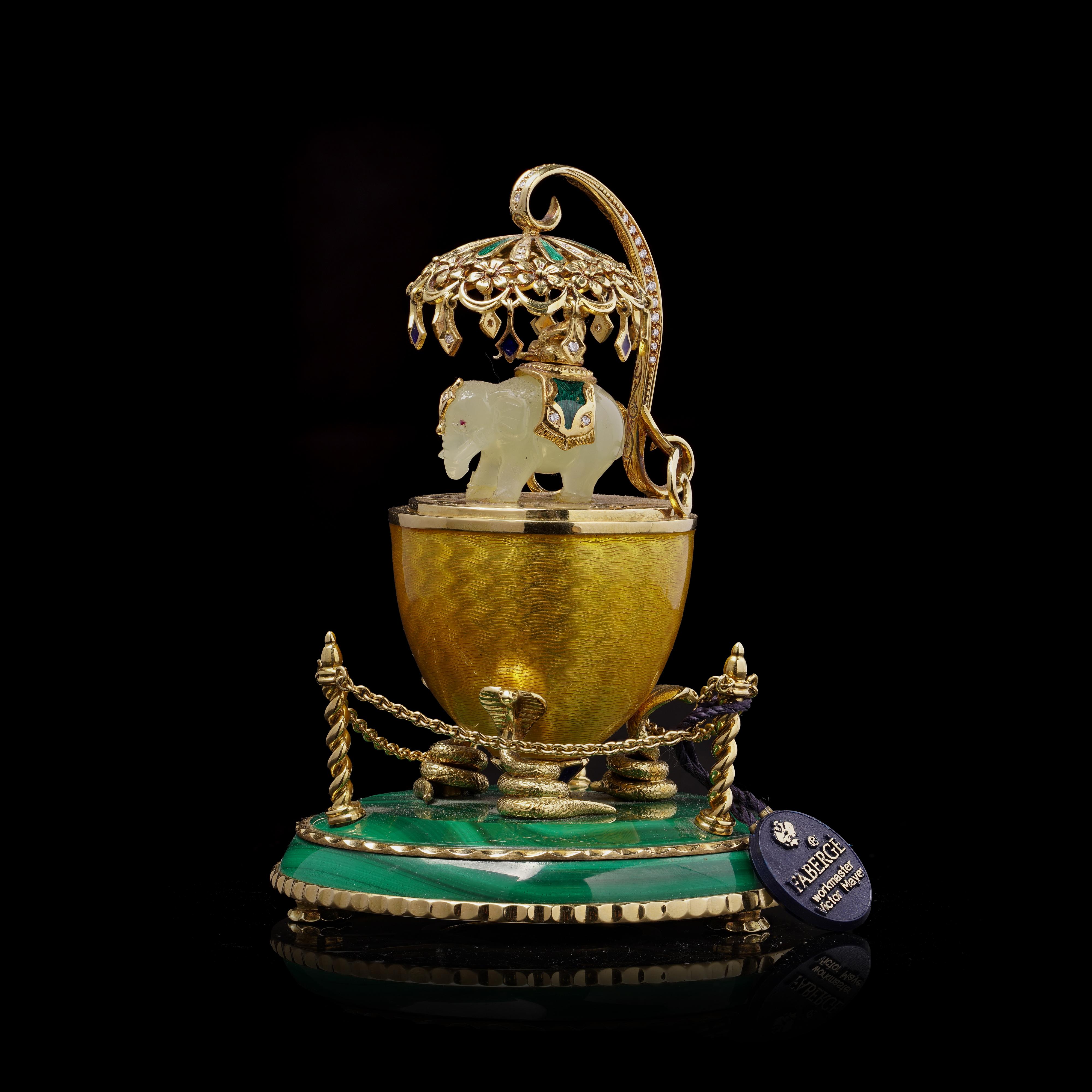 Limited Edition Faberge Egg by Victor Mayer – Number. 3 of 25 A magnificent and highly exclusive Faberge collector’s egg, crafted by the esteemed workmaster Victor Mayer. This exceptional objet d’art is part of a strictly limited edition of only 25