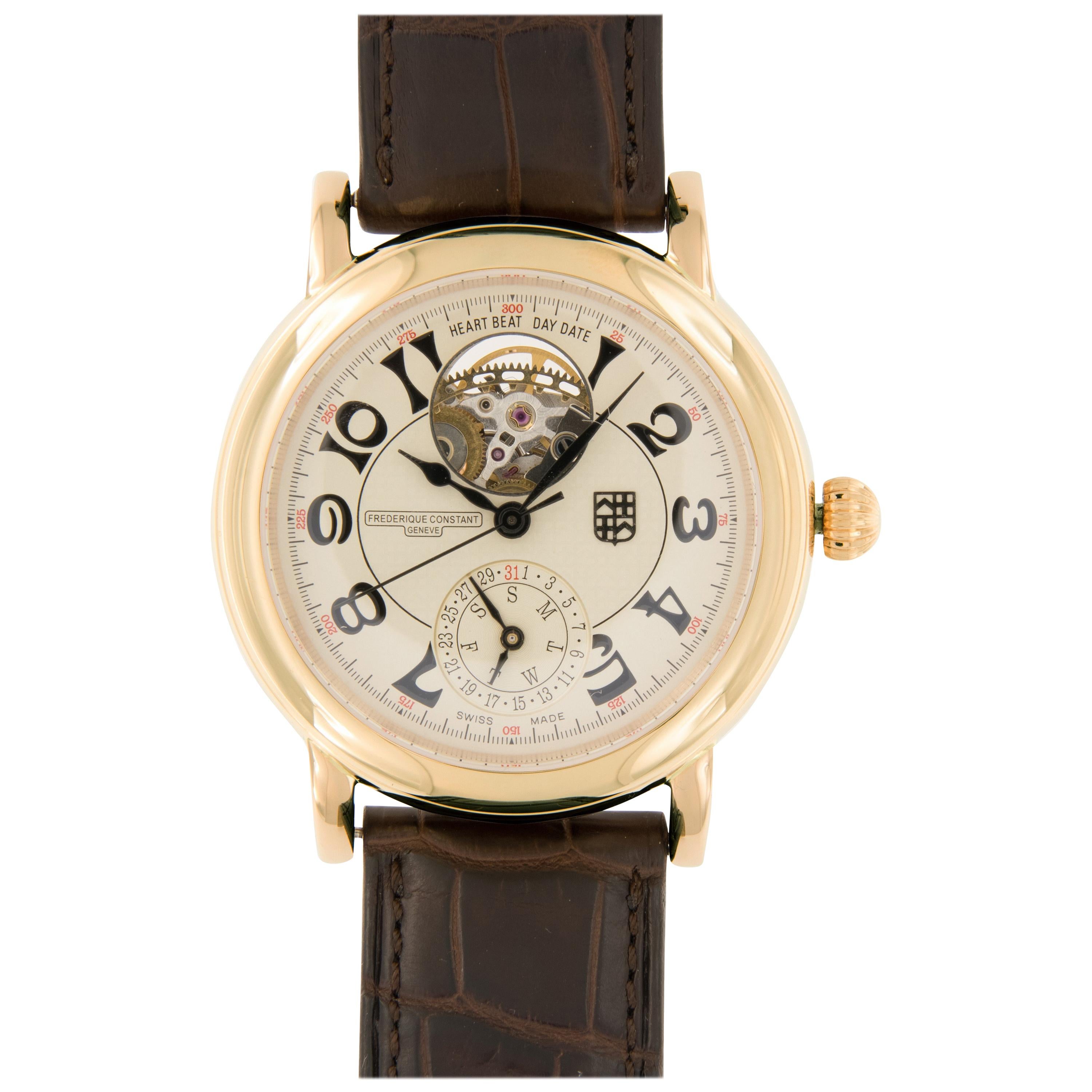 Limited Edition Frederique Constant Heart Beat Gold Watch For Sale at  1stDibs