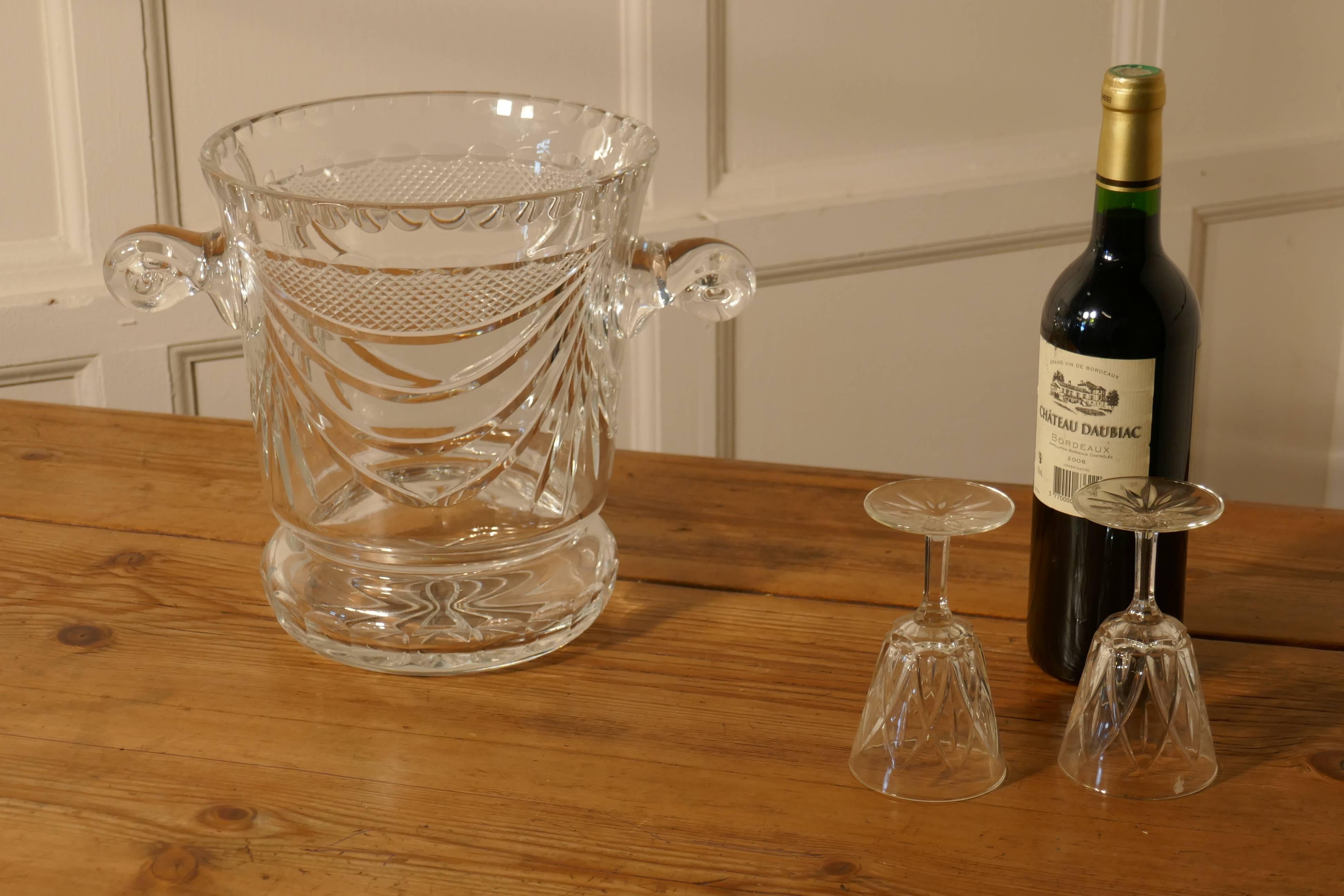 Mid-20th Century Limited Edition French Handblown and Hand-Cut Crystal Champaign Ice Bucket
