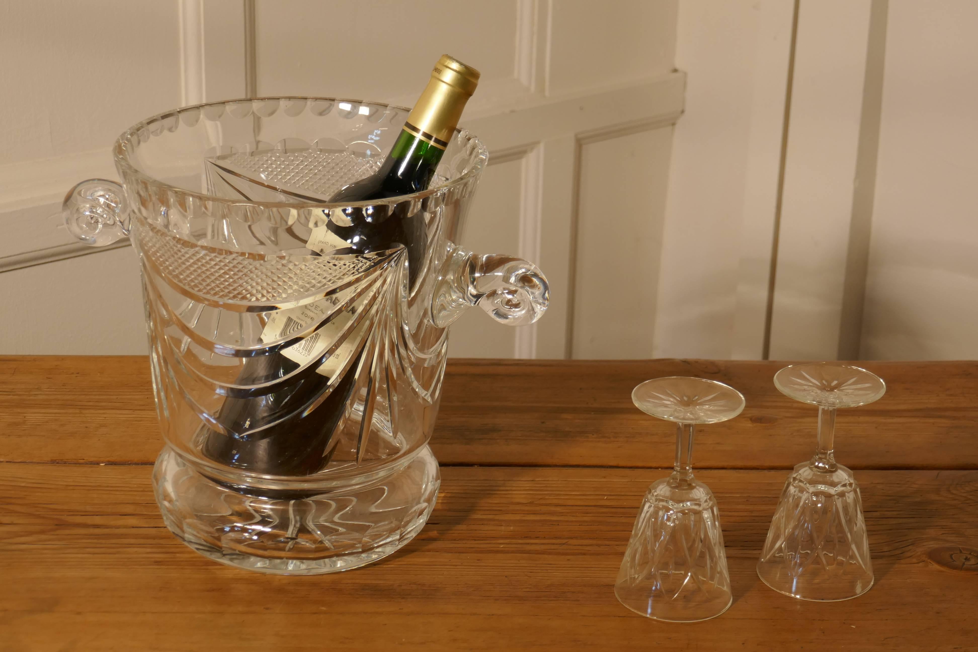 Limited Edition French Handblown and Hand-Cut Crystal Champaign Ice Bucket 1