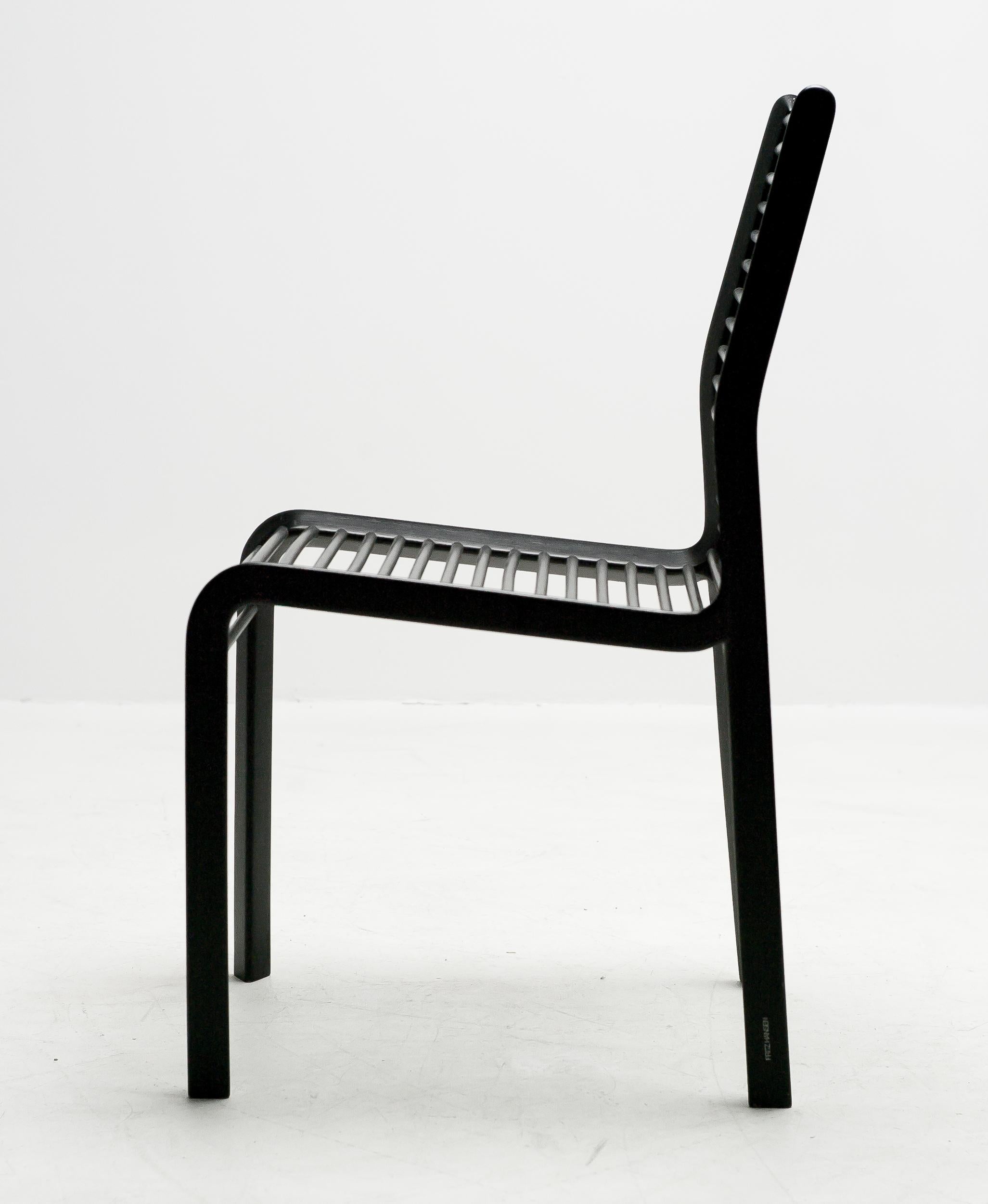 The exceptional Delta chair was designed in 1983 and the result of the first collaboration between Burkhard Vogtherr en Fritz Hansen. This remarkable black lacquered wooden chair is made in a limited edition, only 100 copies were made. Marked at the