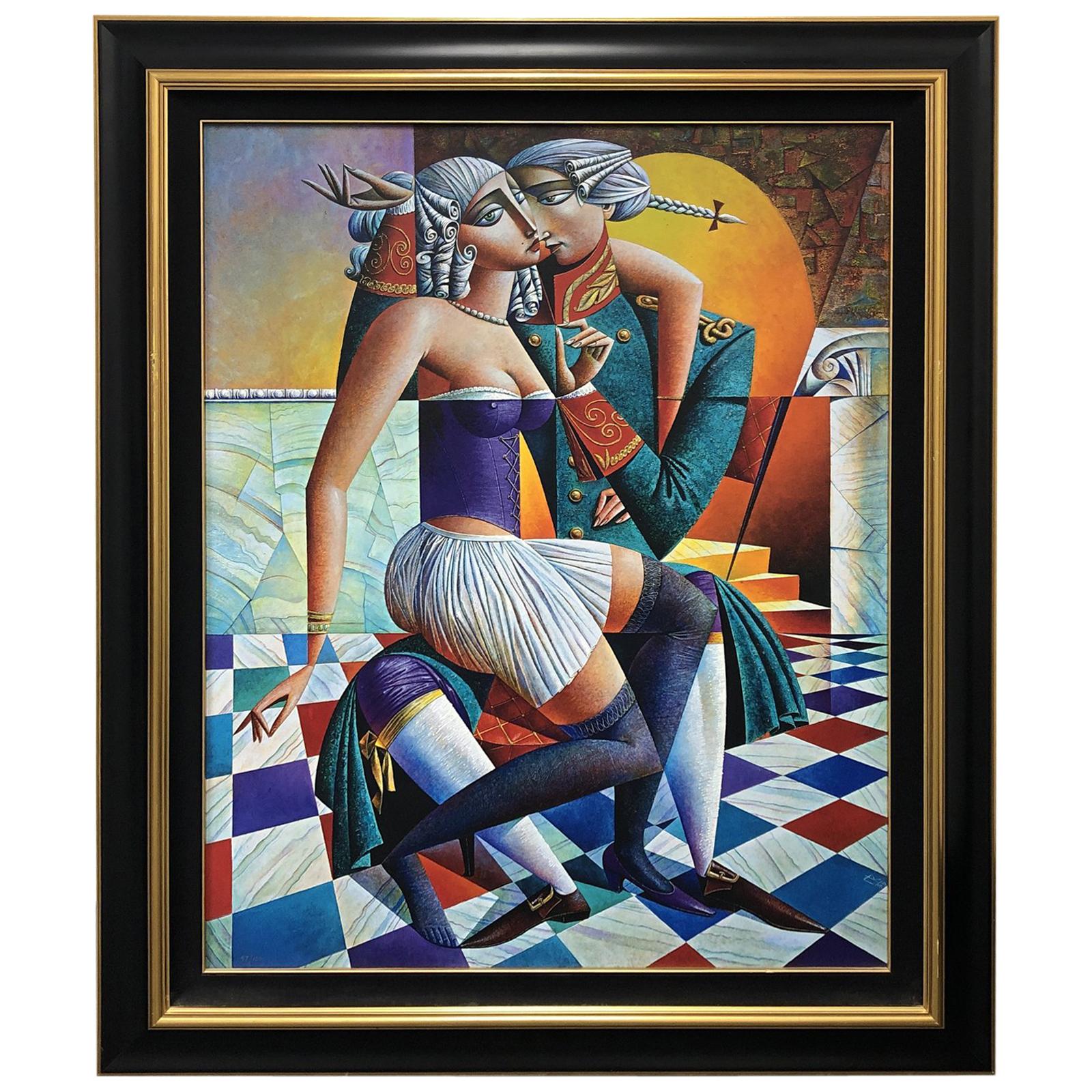 Limited Edition Georgy Kurasov Canvas Painting "Palace Intrigue" For Sale