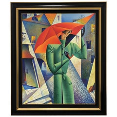 Quadro su tela di Georgy Kurasov in edizione limitata "Gli ombrelli di San Pietroburgo".