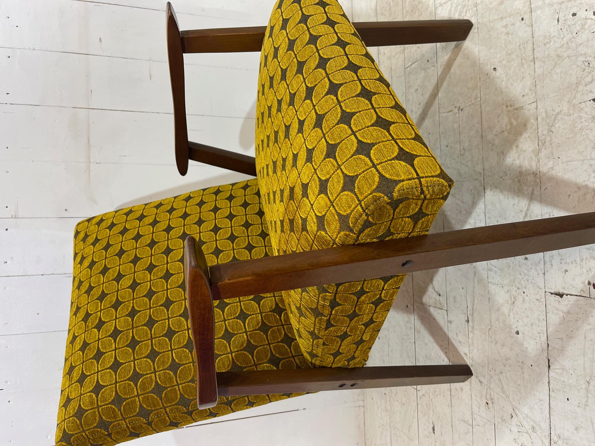 Hand-Crafted Limited Edition German Mid Century Lounge Chair in Geometric Fabric For Sale