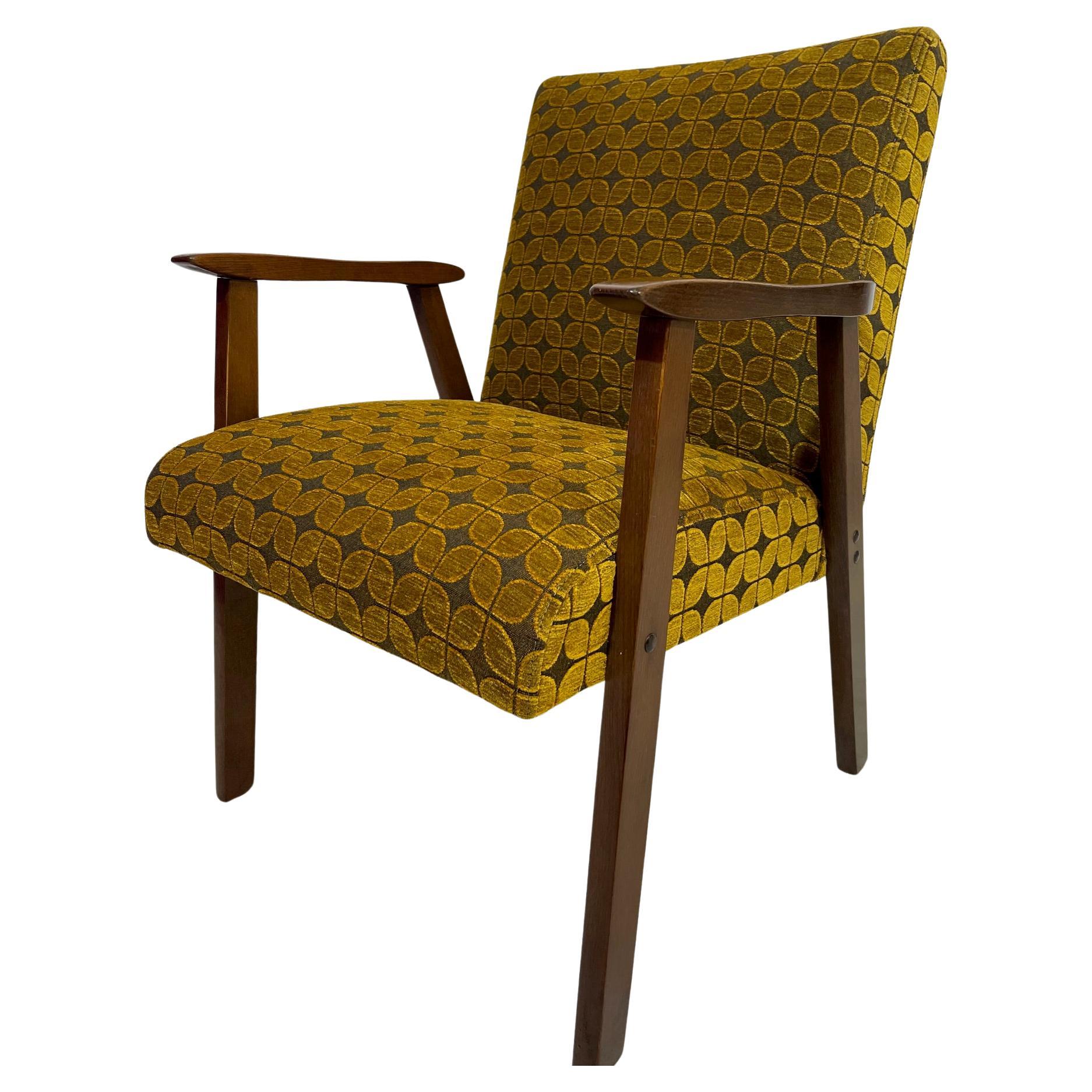 Limited Edition German Mid Century Lounge Chair in Geometric Fabric For Sale