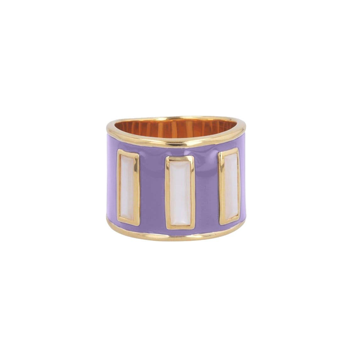 Baguette Cut Limited Edition Gigi Enamel Ring in New Colors with Mother of Pearl For Sale