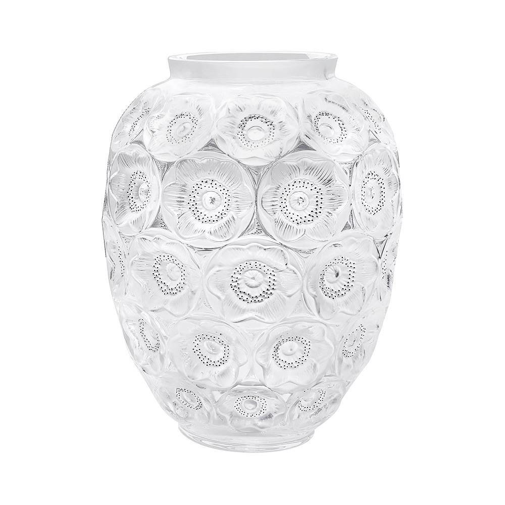 Limited Edition Grand Anemones Vase in Crystal Glass by Lalique