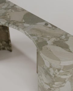 Limited Edition, Green Marble Stone Curved Organic Dune Console, Esther Knopfler