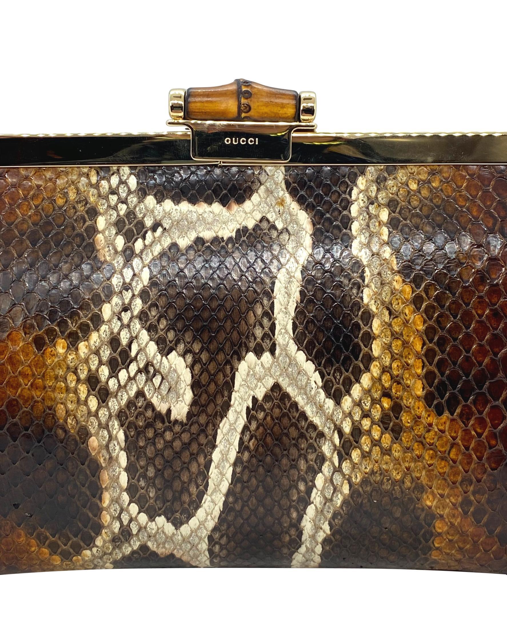 Limited Edition Gucci Tom Ford Python Minaudière Runway Frame Bag In Excellent Condition In Banner Elk, NC