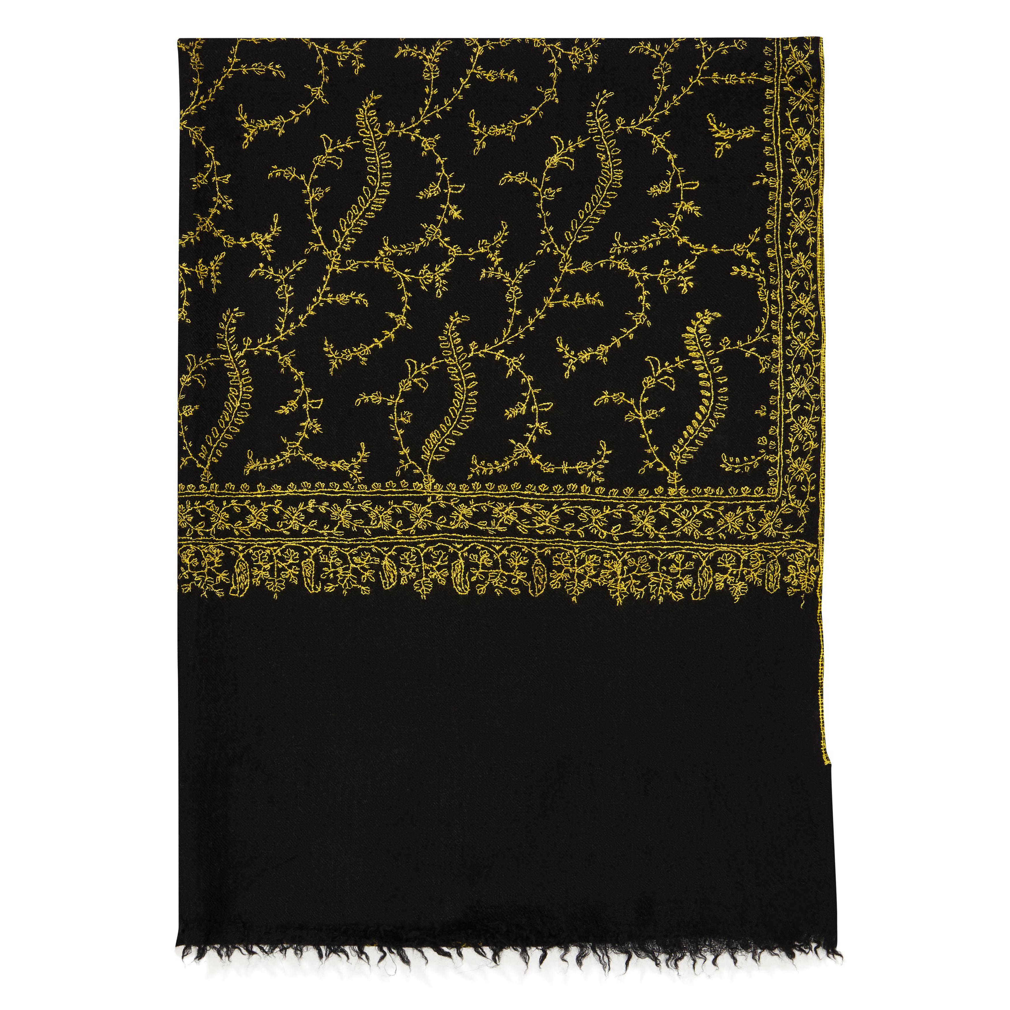 The perfect Valentines gift for someone special - this shawl is unique and handmade. 
Verheyen London’s shawl is spun from the finest embroidered woven cashmere from Kashmir.  The embroidery can take up to 1 year to embroider these shawls and each
