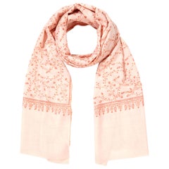 Limited Edition Hand Embroidered Pale Pink 100% Cashmere Shawl - Brand New 