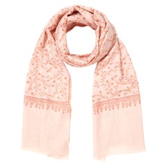 Limited Edition Hand Embroidered Pale Pink 100% Cashmere Shawl made in Kashmir