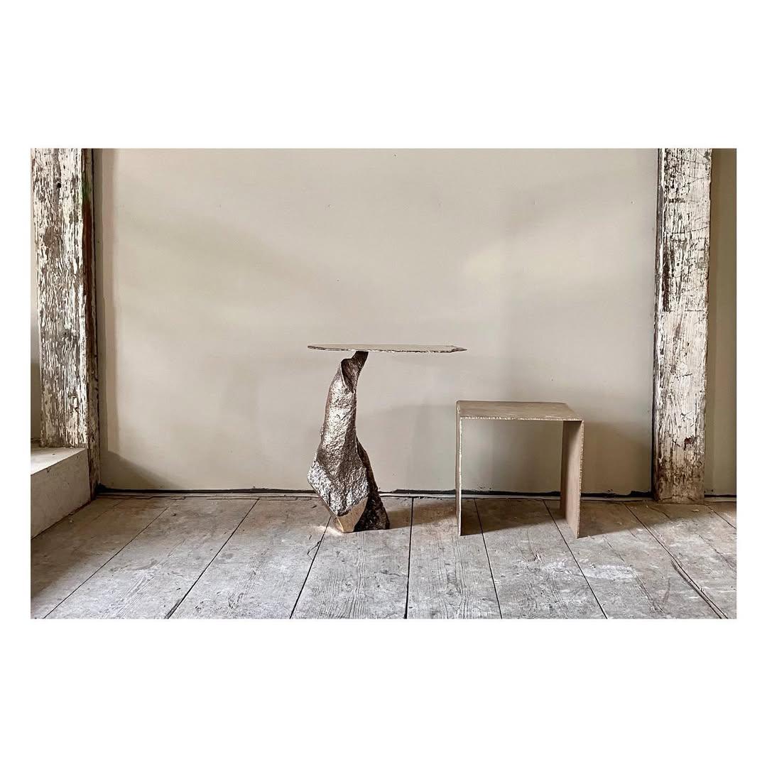 Limited Edition, Hand-sculpted Contemporary Golden Bronze Stool by Niclas Wolf For Sale 1