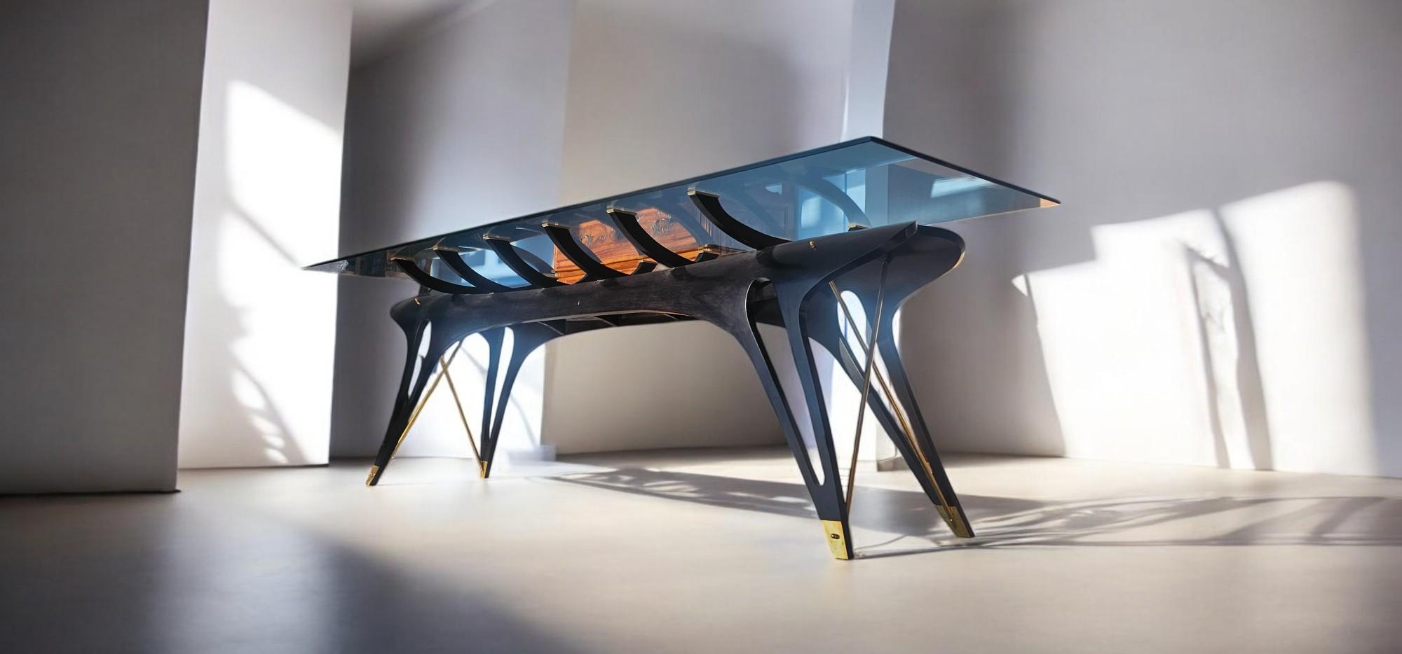 Table de table de table noire représentative italienne fabriquée à la main en édition limitée, 2024 en vente 9