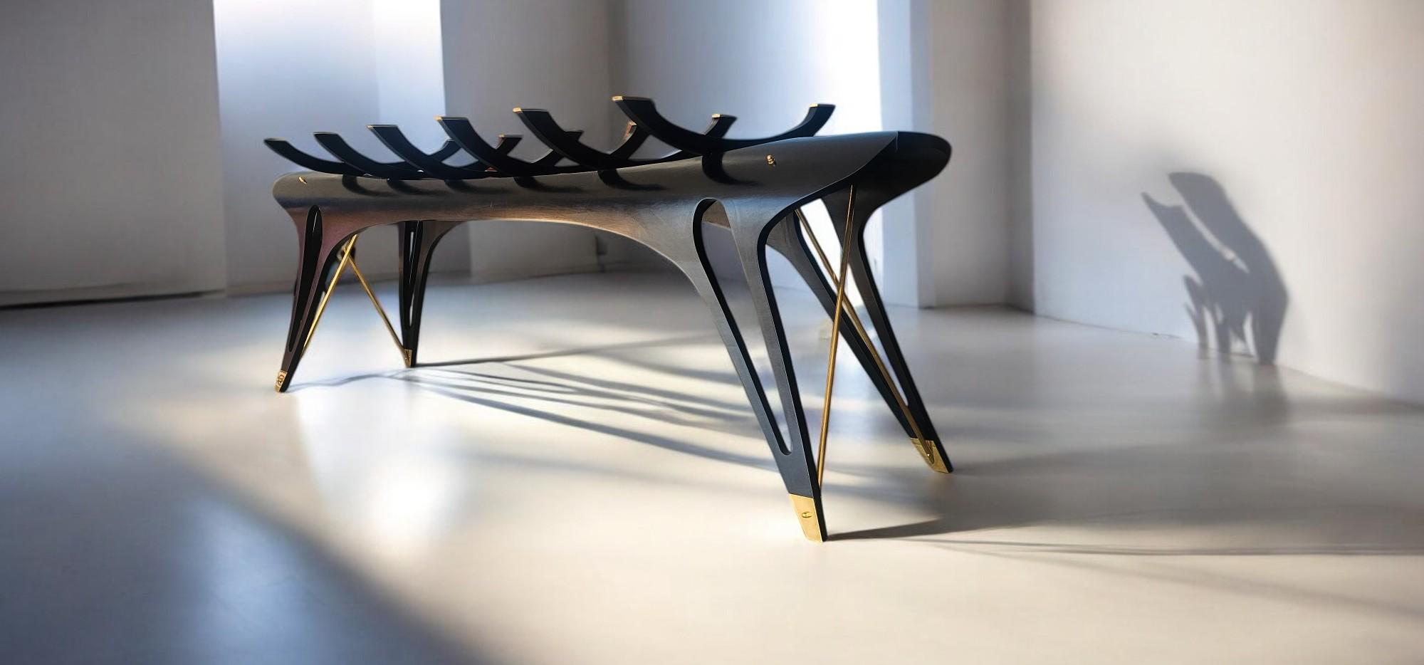 Laiton Table de table de table noire représentative italienne fabriquée à la main en édition limitée, 2024 en vente