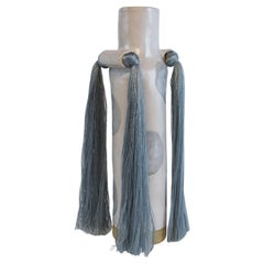 Limited Edition Handmade Vase #703, Blue Hand Painted Dots W Blue Fringe Detail