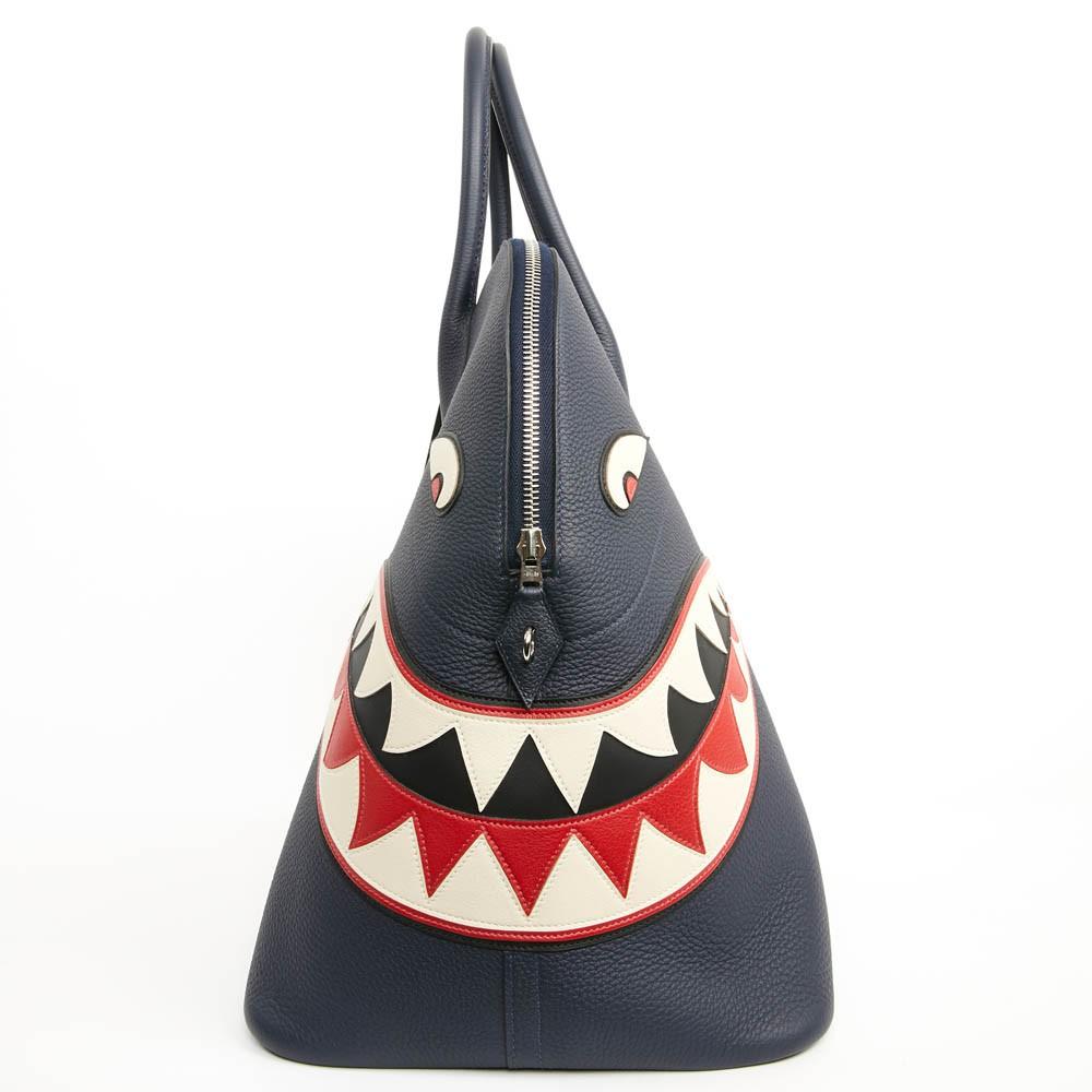 Limited Edition Hermes Blue Bolide Shark Monster Bag For Sale at ...