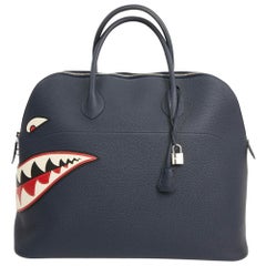 Limitierte Auflage Hermes Blau Bolide Hai Monster Tasche 