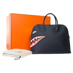 Limitierte Auflage Hermes Bolide 45 Shark Handtasche in bleu nuit Togo Leder, PHW