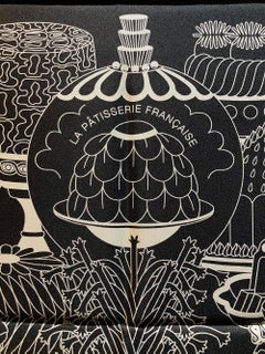 Limited Edition Hermes La Pâtisserie Française Silk Scarf in Black