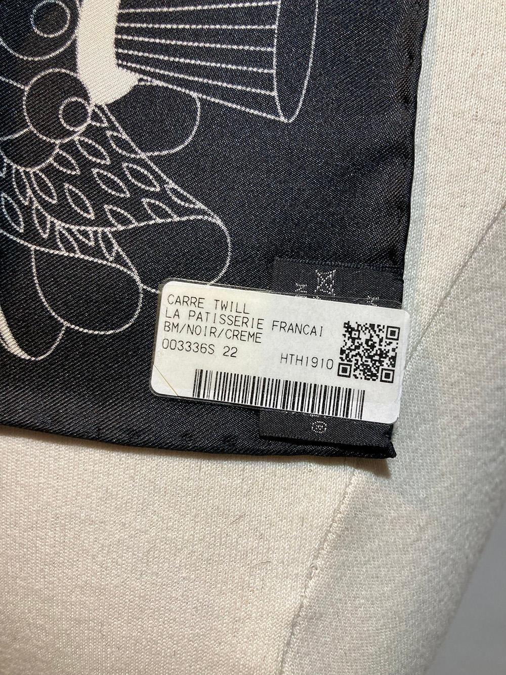 Limited Edition Hermes La Pâtisserie Française Silk Scarf in Black 1