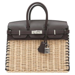 Limited Edition Hermès Picnic Birkin 25 Bag Osier Wicker w PH